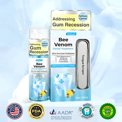 🐝 ODEIUN™ MicroSmile Bee Venom Gum Repair Mousse + Tongue Scraper 🦷