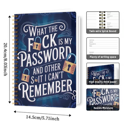🔥Last Day 49% OFF - 📅Funny Password Notebook - Spiral Bound with Lock Icons & Funny Security Phrases✍️