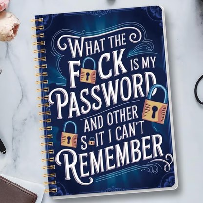🔥Last Day 49% OFF - 📅Funny Password Notebook - Spiral Bound with Lock Icons & Funny Security Phrases✍️