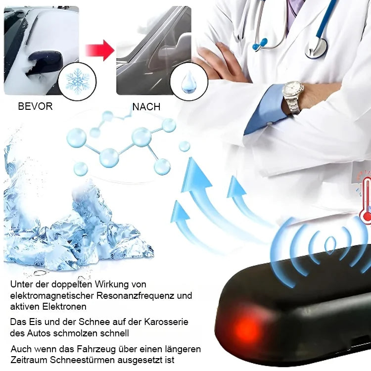 Electromagnetic wave anti freezing and snow removal device