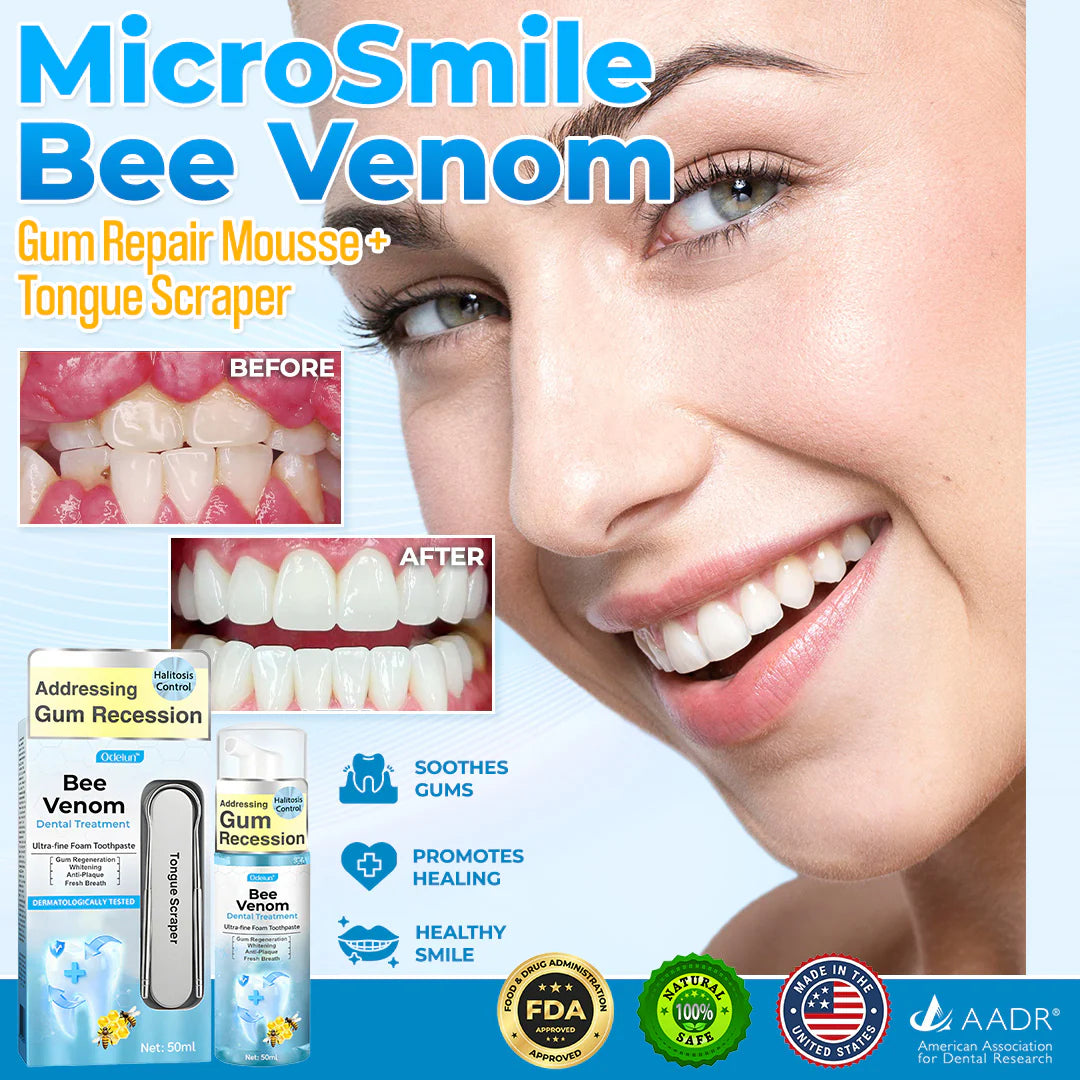 🐝 ODEIUN™ MicroSmile Bee Venom Gum Repair Mousse + Tongue Scraper 🦷