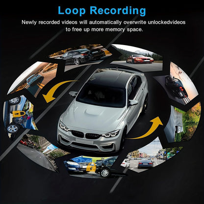 Dash Cam 3.16-inch Dual-Lens Driving Recorder Front Inside Camera