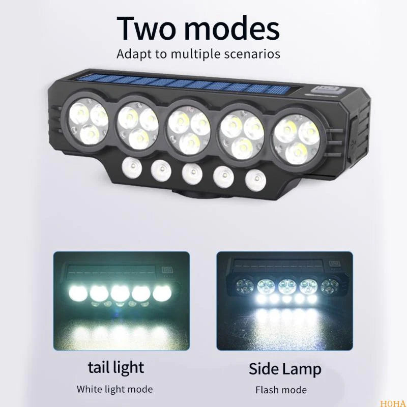 Soldriven och USB-uppladdningsbar cykellampa