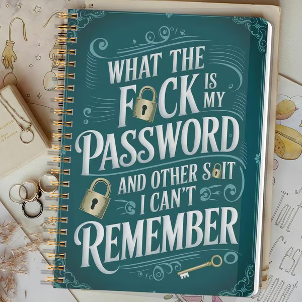 🔥Last Day 49% OFF - 📅Funny Password Notebook - Spiral Bound with Lock Icons & Funny Security Phrases✍️