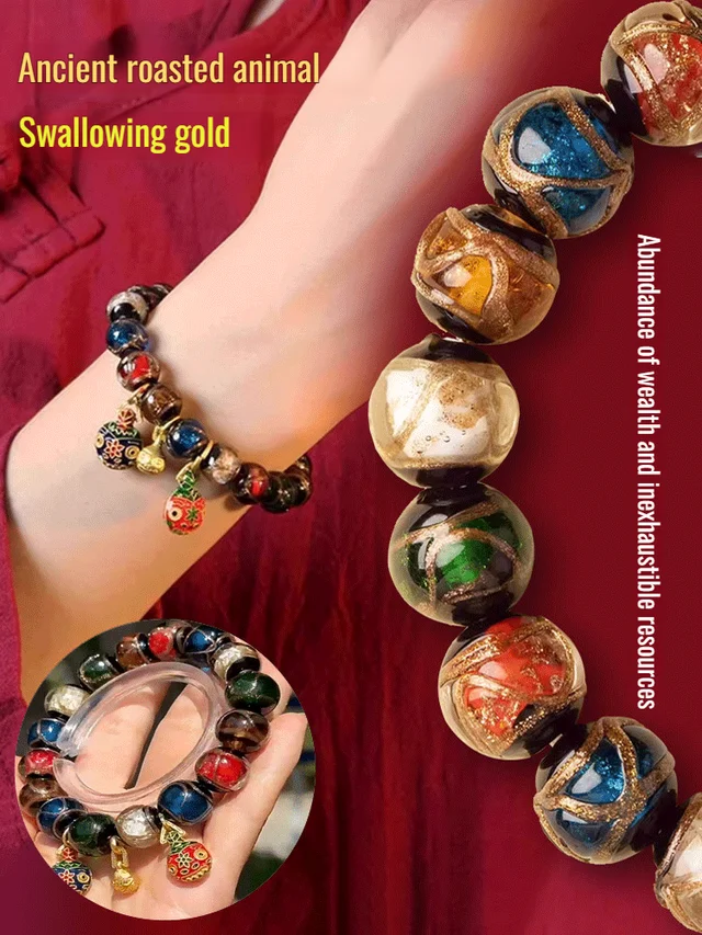 Gold Beast Fortune Glazed Bracelet Colorful Accessory