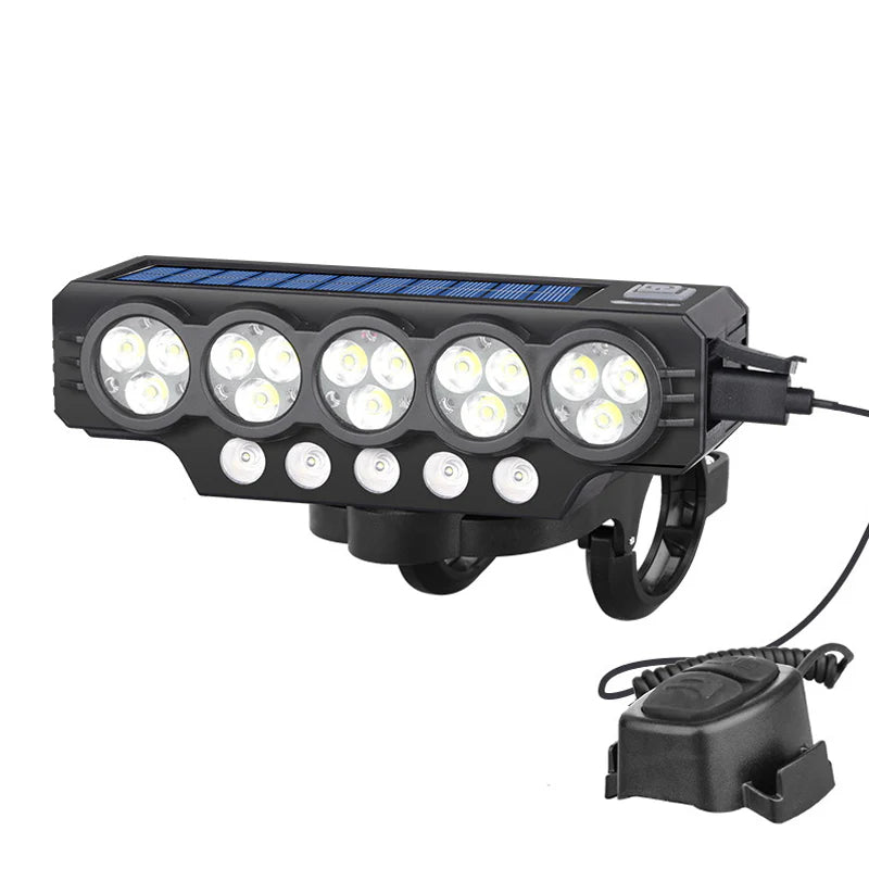 Soldriven och USB-uppladdningsbar cykellampa